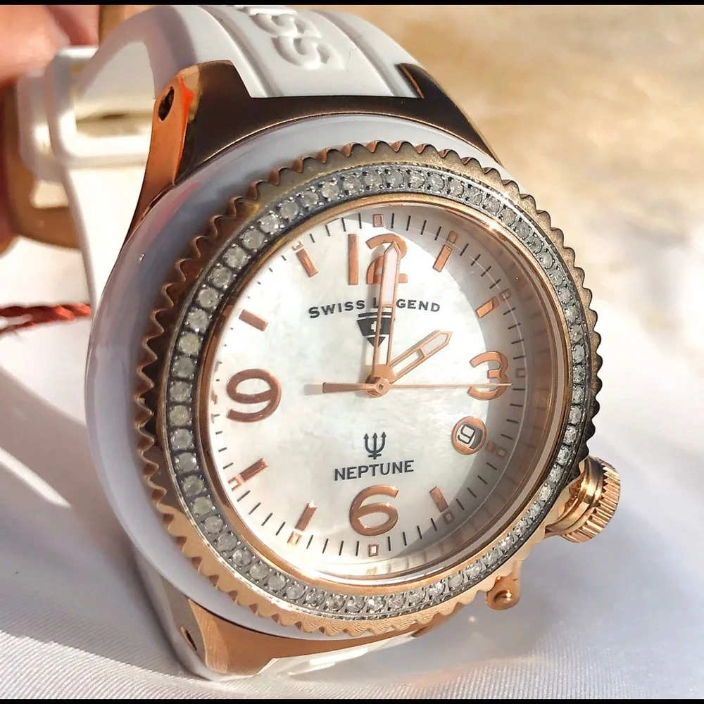 💎🆕 Swiss Legend 60 Diamonds mother of pearl face & Rosegold watch 723